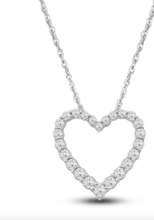 1 Carat Lab-Created Diamond Heart Outline Necklace in 14K White Gold – 18" Chain